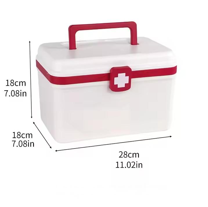 Portable Family Plastic Handled Medicine First Aid Box Small Safety ...